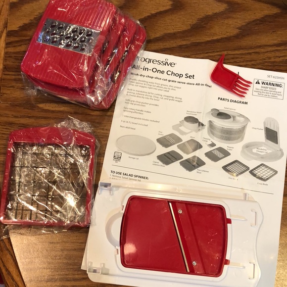 Chopper Set & salad spinner. Red and white. New original packaging - Picture 3 of 8